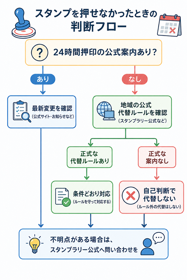 スタンプを押せないときの公式ルール確認フロー